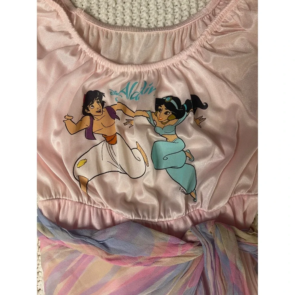 VTG 1pc Disney Aladdin Jasmine Jumpsuit Costume Pink Girls Sz8 PJ's Harem Pants